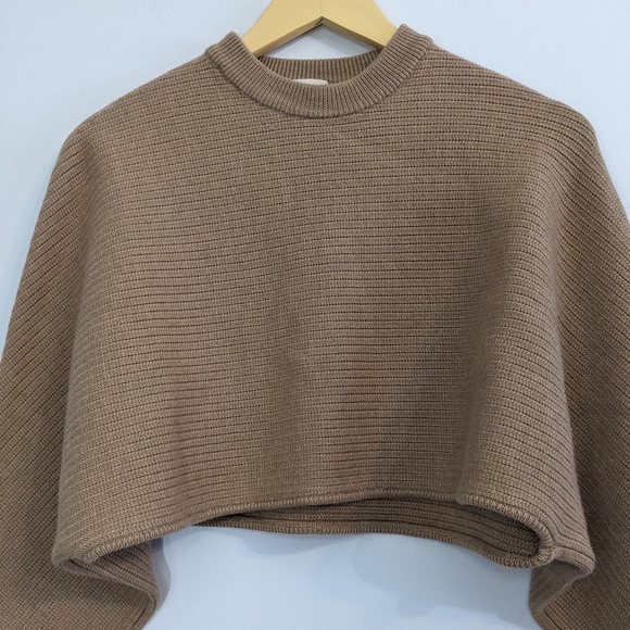 Wilfred Free Lolan Cropped Merino Wool Sweater | Tan | Size M | EUC - Picture 4 of 12